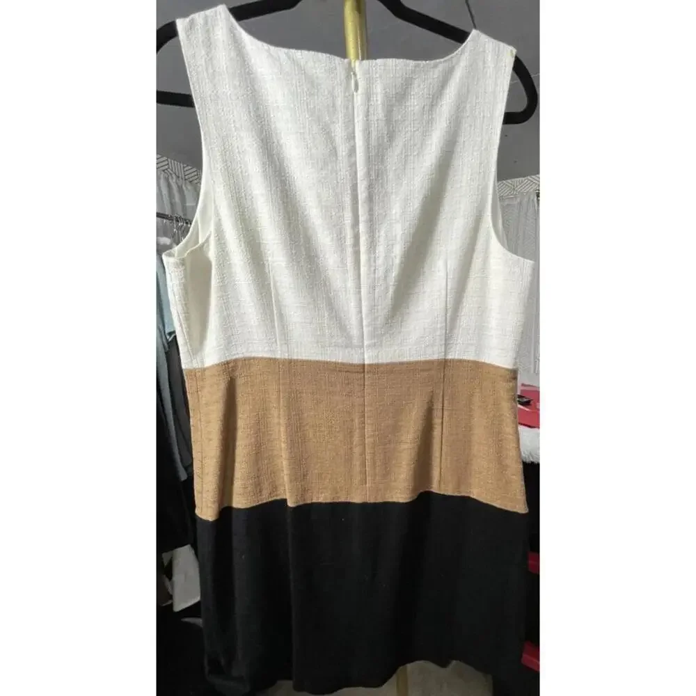 Talbots Textured Sheath Dress Women's Colorblock Cotton Sleeveless Sz 12